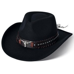 4854 Western Cowboy Hat Cowgirl Unisex Men's & Women's Wide Brim Felt